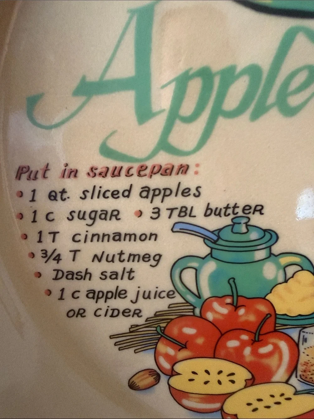 Vintage Apple Pie Ceramic Pie Plate – Beige